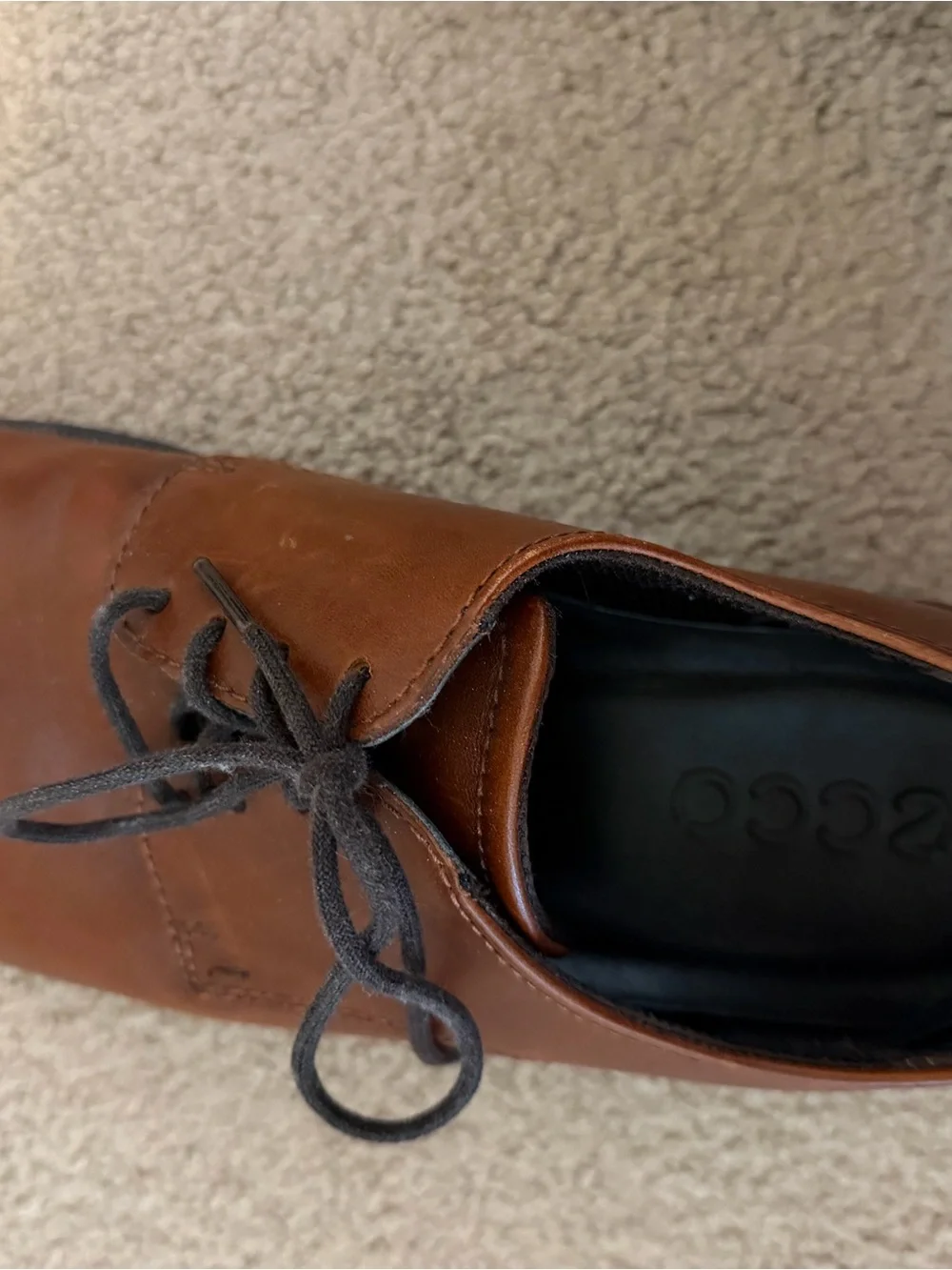 Ecco Men’s Chestnut Brown Leather Derby Lace-Up Shoes